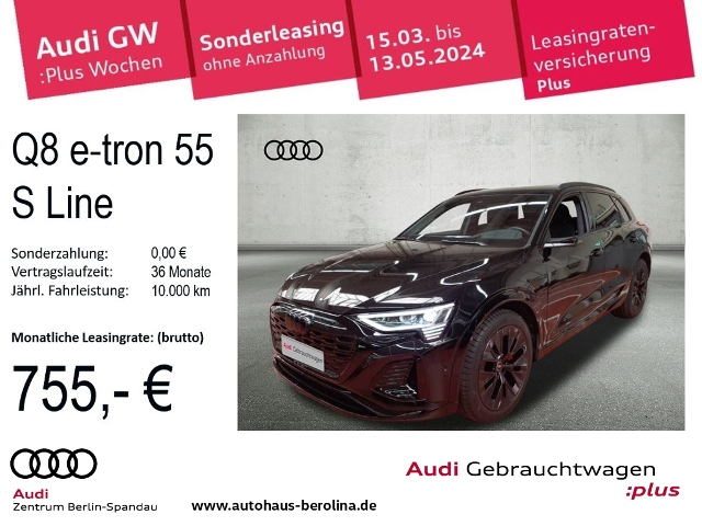 Audi Q8 e-tron 55 S line qu. Black *PANO*HuD*MATRIX*360°*